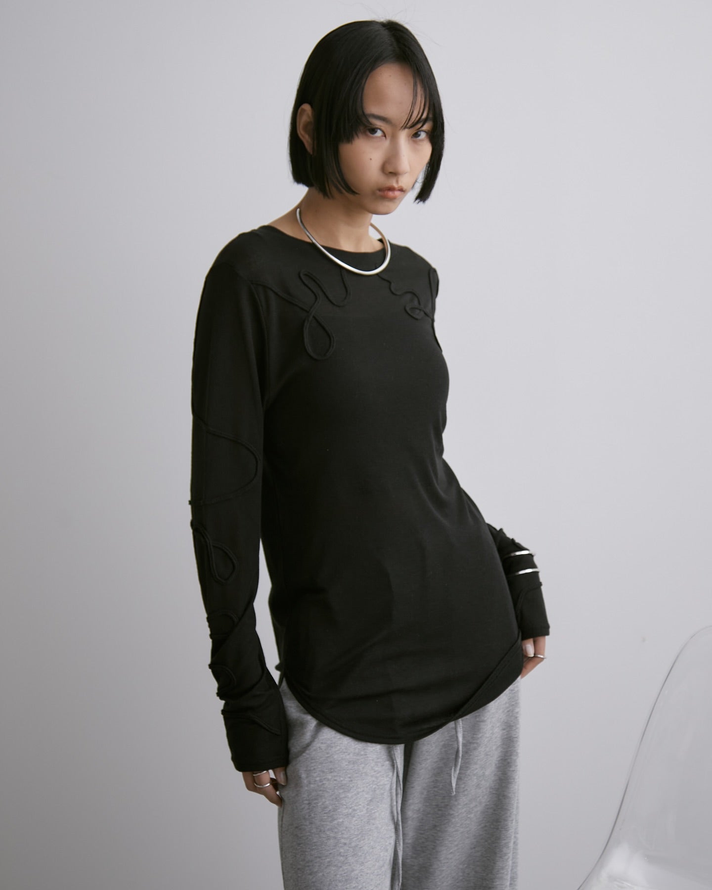 Cord Embroidery 透明上衣